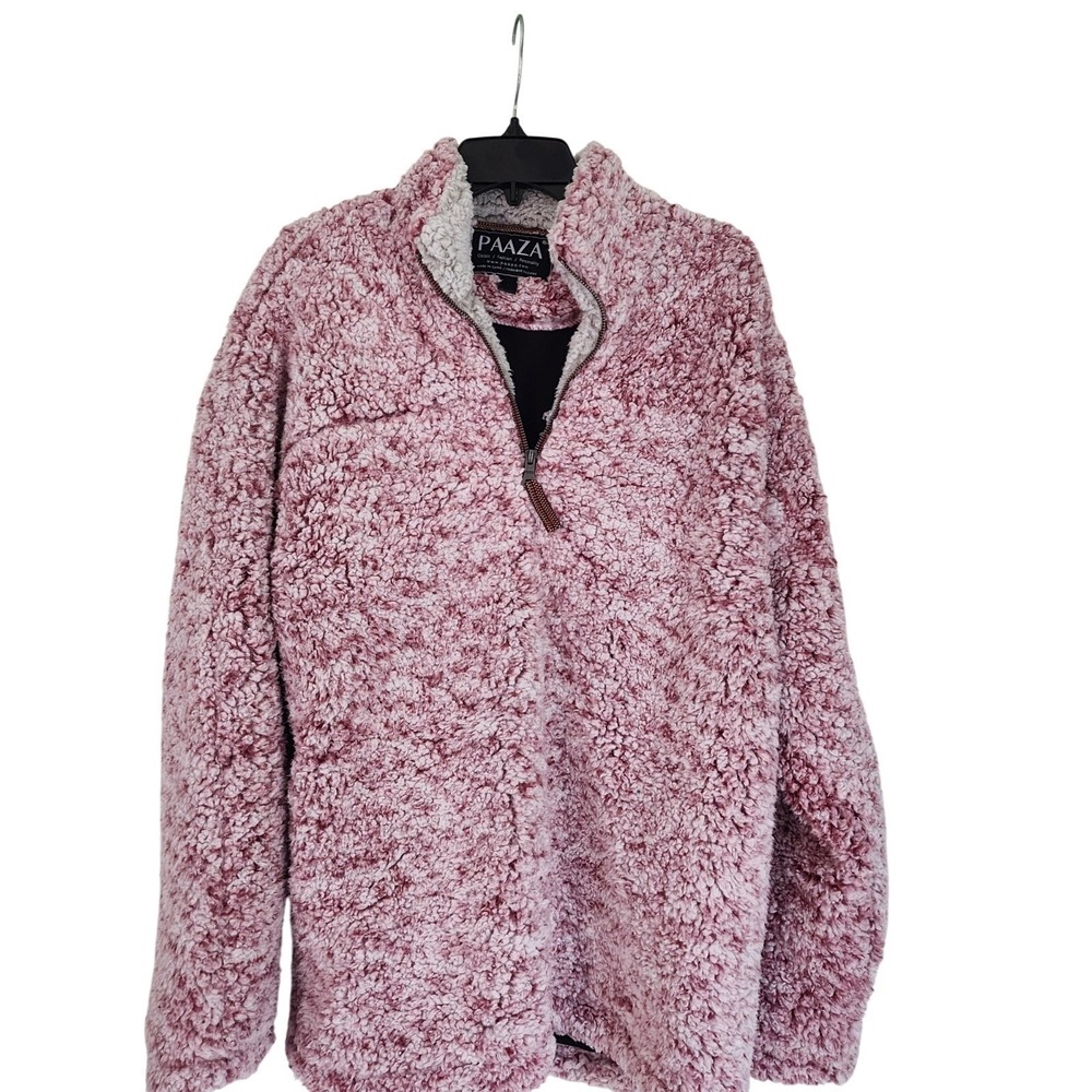 Paaza 1/4 Quarter Zip Pink White Fleece Sherpa Gorpcore Outdoor Jacket Womens L